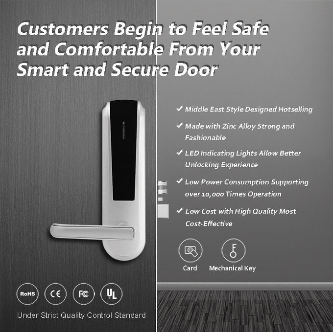 Fechadura da porta biométrica da impressão digital do hotel, período de vida da bateria longo da fechadura da porta do acesso do cartão 1